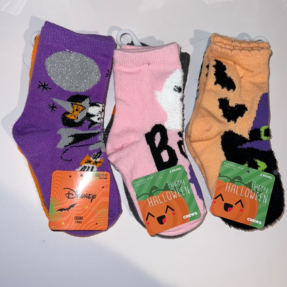 NWT 6 pair Halloween Toddler Crew Socks (2-4T)